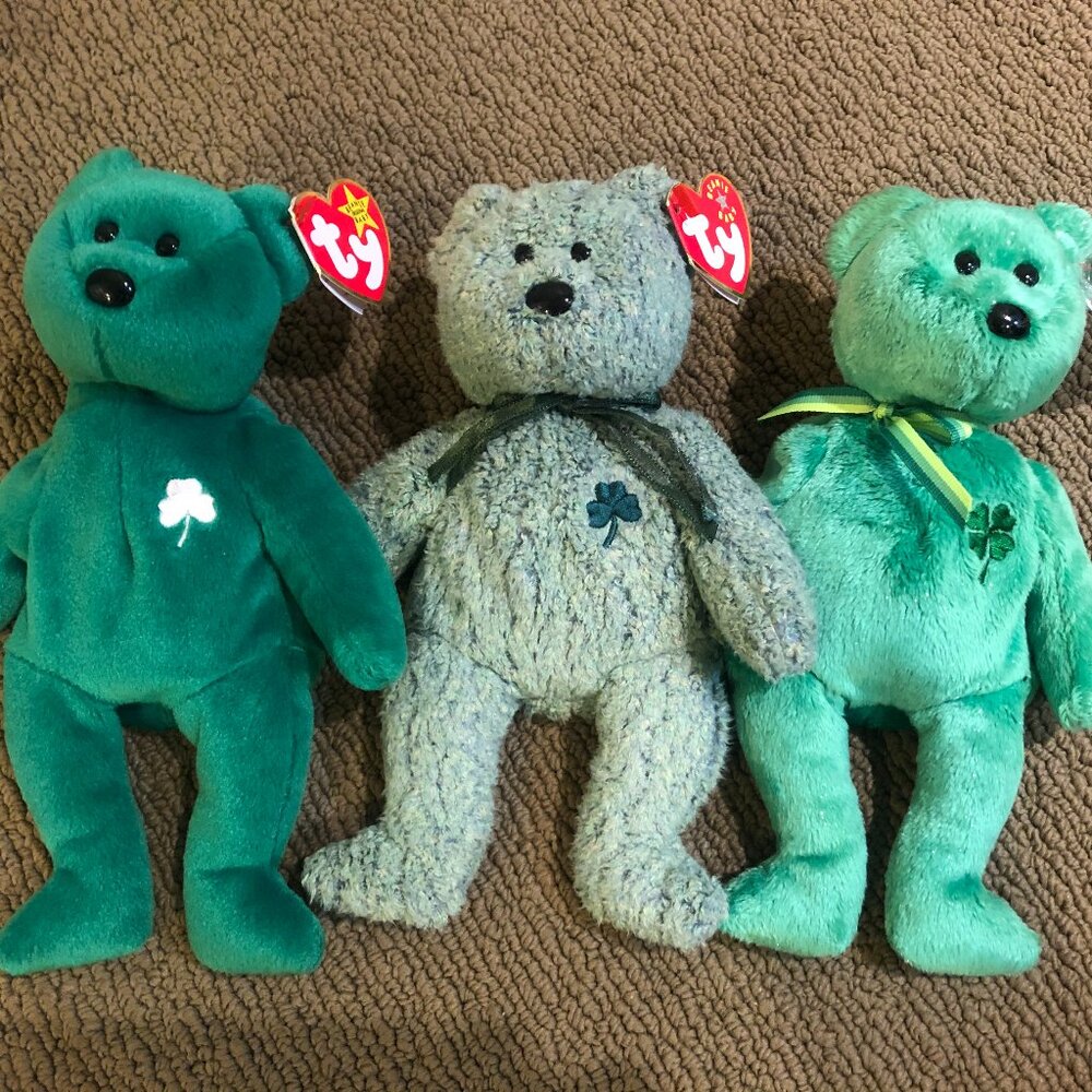 Lot of 3 MINT TY IRISH BEANIE BABY BEARS - SOLD TOGETHER